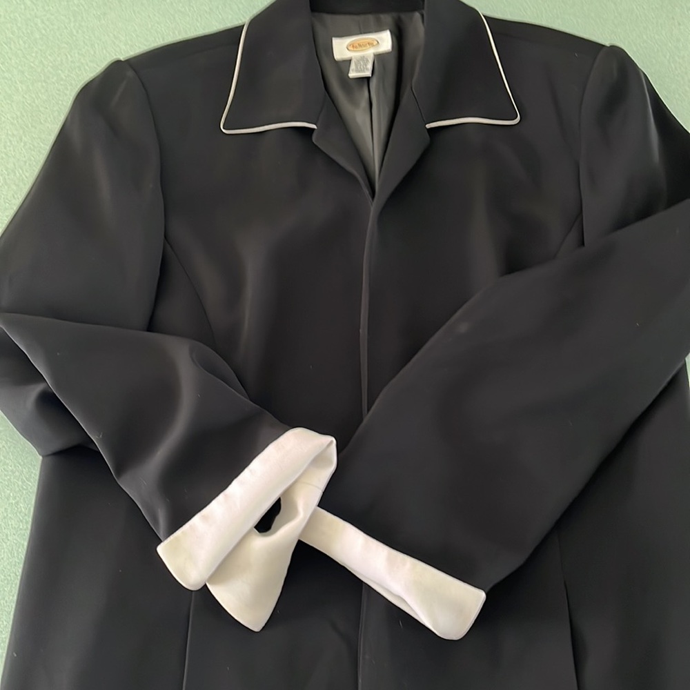 Talbots Woman’s Jacket Open Front Color Black/Whi… - image 5